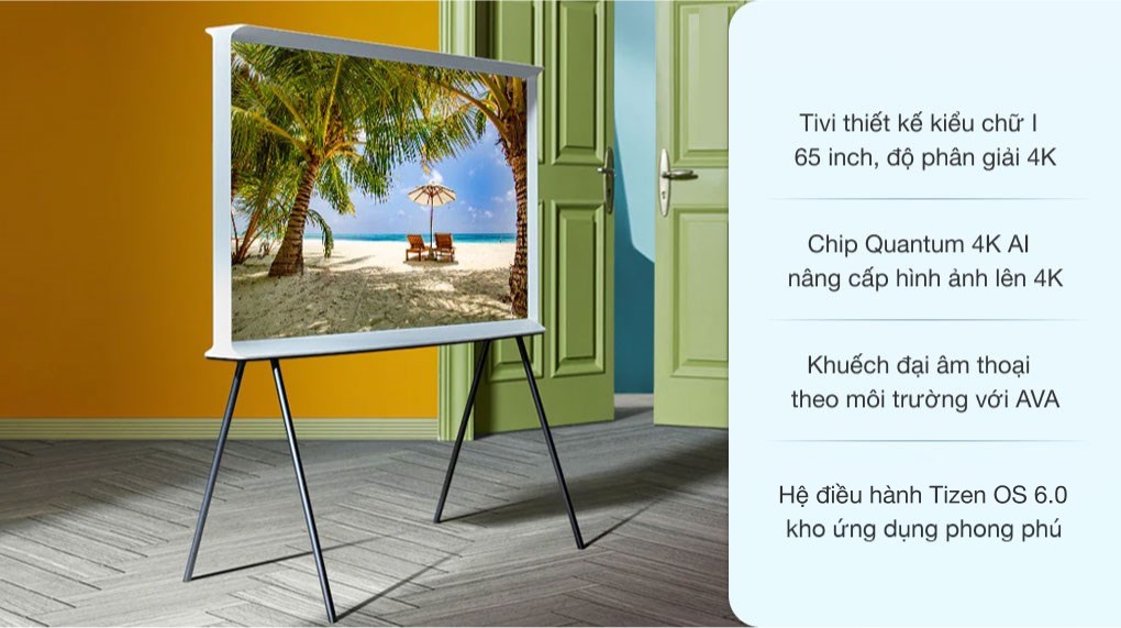 Smart Tivi Kiểu Chữ Có Chân The Serif QLED Samsung 4K 65 inch QA65LS01T