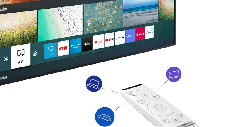 Smart Tivi Khung Tranh The Frame QLED Samsung 32 inch QA32LS03T - Hỗ trợ tìm kiếm bằng giọng nói tiếng Việt với One Remote nhỏ gọn, trợ lý Google Assistant