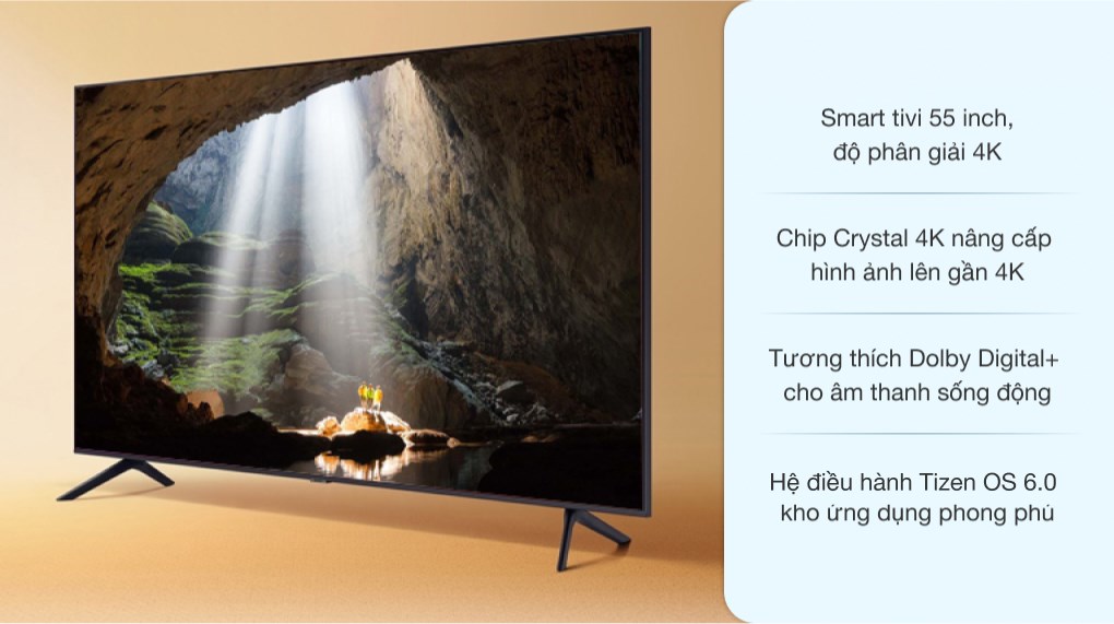 Smart Tivi Samsung 4K 55 inch UA55AU7700 - giá tốt, có trả góp