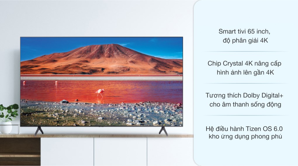 Smart Tivi Samsung 4K 65 inch UA65AU7700 - giá tốt, có trả góp