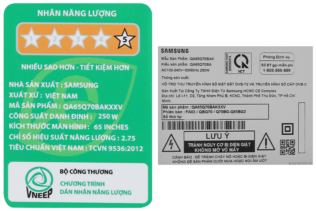 Smart Tivi QLED 4K 65 inch Samsung QA65Q70B Màu Đen