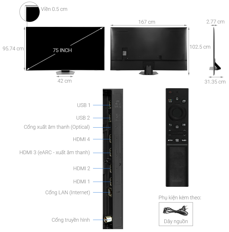 Smart Tivi Neo QLED 4K 75 inch Samsung QA75QN85B 2022 - VIỆT NAM - ĐIỆN ...