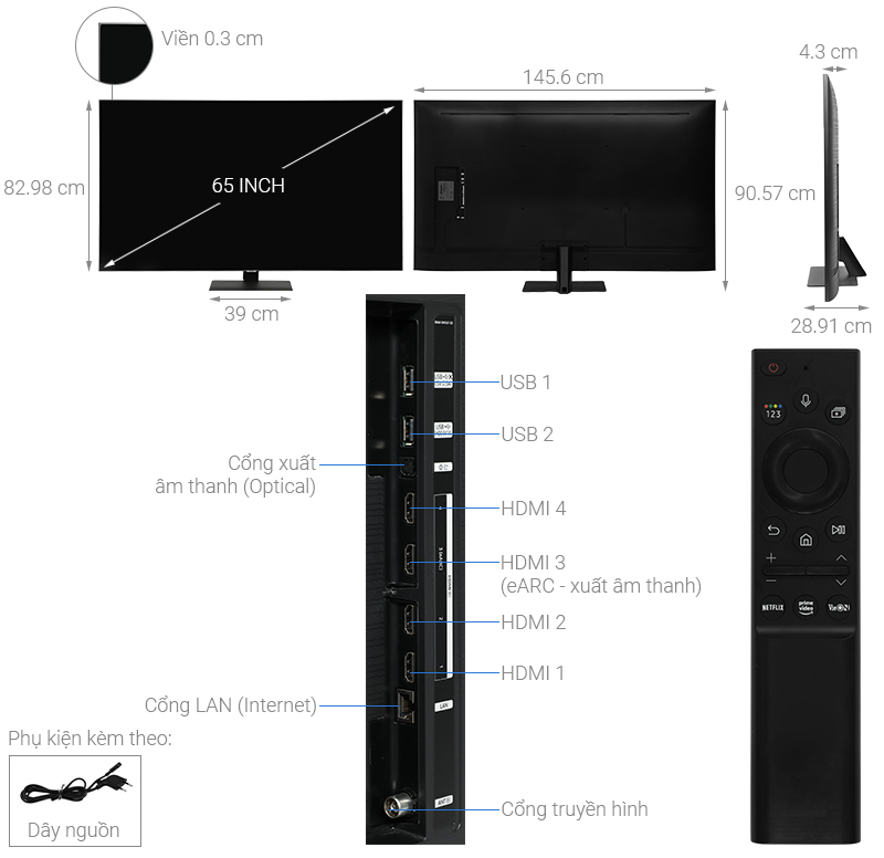 Smart Tivi QLED 4K 65 inch Samsung QA65Q80B