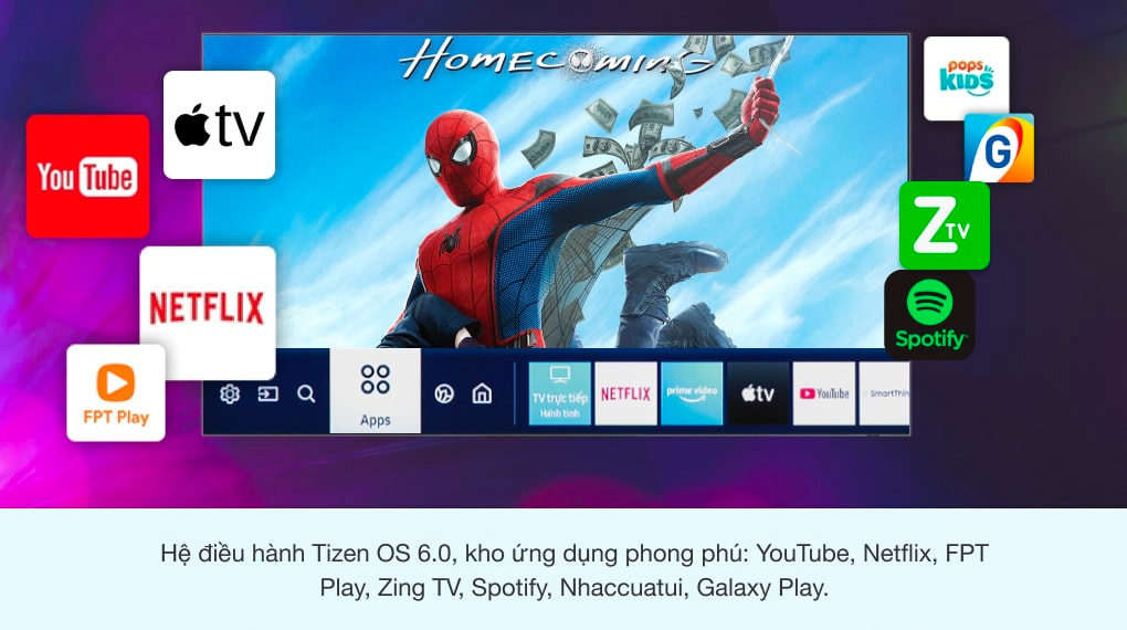 Smart Tivi QLED 4K 85 inch Samsung QA85Q60B - Hệ điều hành