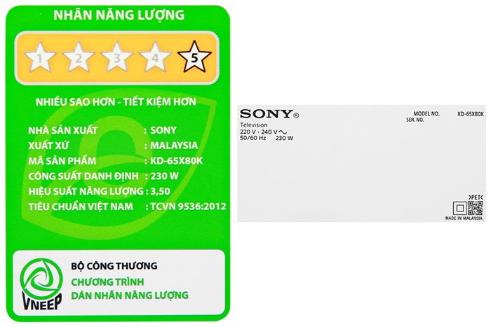 Google Tivi Sony 4K 65 inch KD-65X80K Màu Đen