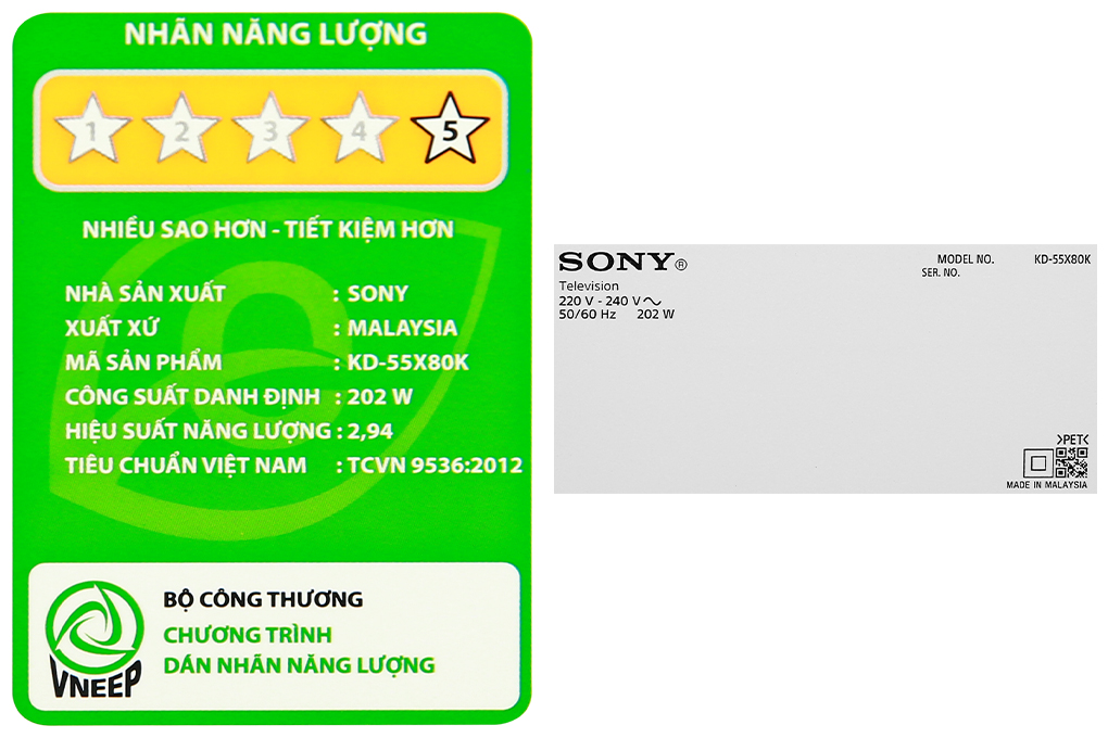 Google Tivi Sony 4K 55 inch KD-55X80K Màu Đen