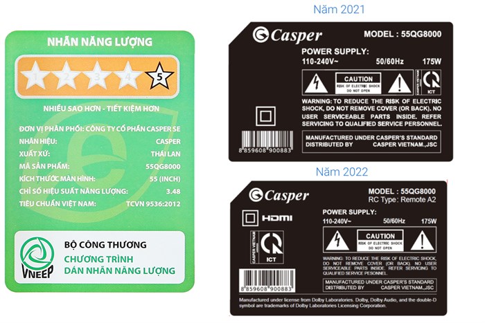Android Tivi QLED 4K 55 inch Casper 55QG8000 Màu Đen
