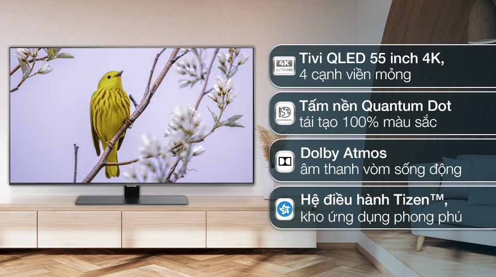 Smart Tivi QLED Samsung - Tận hưởng trải nghiệm giải trí tuyệt vời với Smart Tivi QLED Samsung. Với độ phân giải 4K sắc nét, công nghệ Quantum Dot và nhiều tính năng thông minh hiện đại, tivi này sẽ đưa bạn đến một thế giới mới của phim ảnh và chương trình truyền hình. Hãy sở hữu ngay một chiếc tivi QLED này để trải nghiệm sự khác biệt.