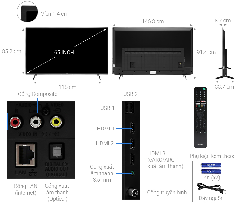 Google Tivi Sony 4K 65 inch KD-65X75K