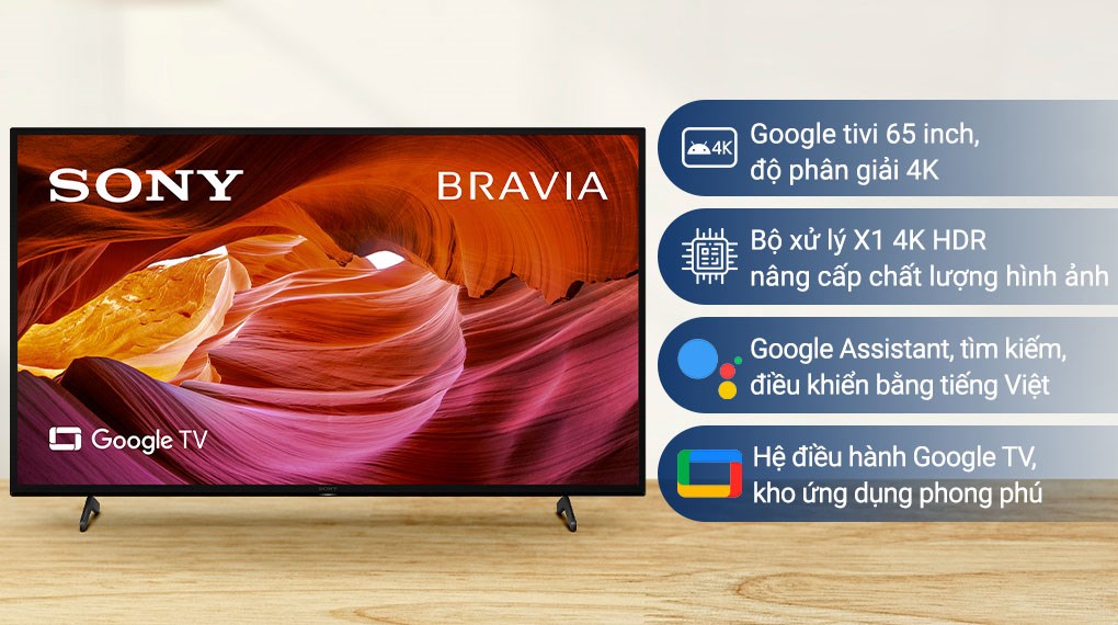 Google Tivi Sony 4K 65 inch KD-65X75K - giá tốt, có trả góp