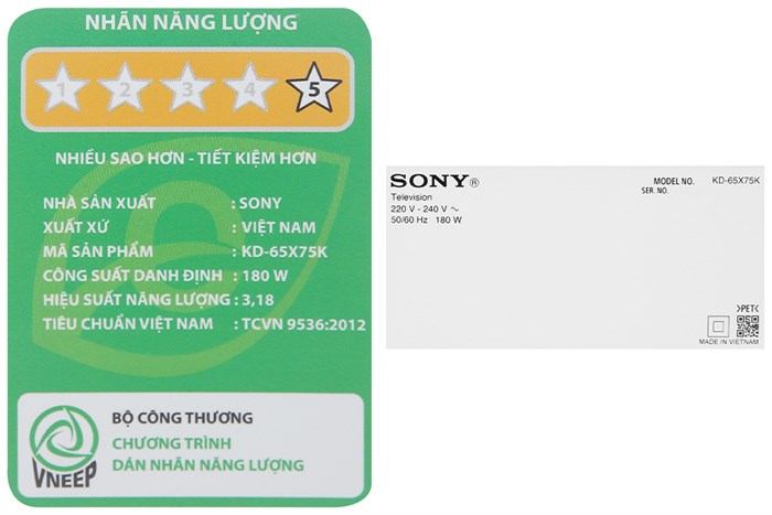 Google Tivi Sony 4K 65 inch KD-65X75K Màu Đen