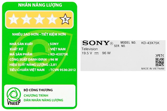 Google Tivi Sony 4K 43 inch KD-43X75K Màu Đen