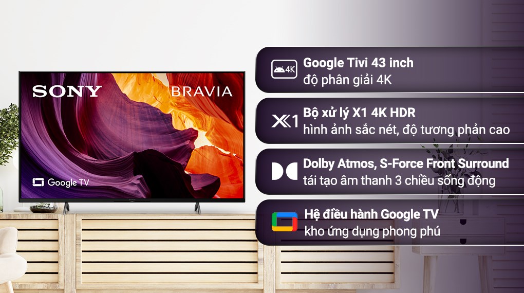 Google Tivi Sony 4K 43 inch KD-43X81DK - giá tốt, có trả góp