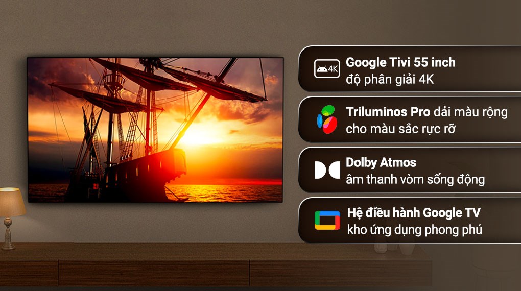 Google Tivi Sony mang đến cho bạn những trải nghiệm tuyệt vời với hình ảnh sắc nét và âm thanh sống động. Thiết kế đẹp mắt và tính năng thông minh sẽ giúp bạn tận hưởng các show truyền hình yêu thích của mình một cách tốt nhất.