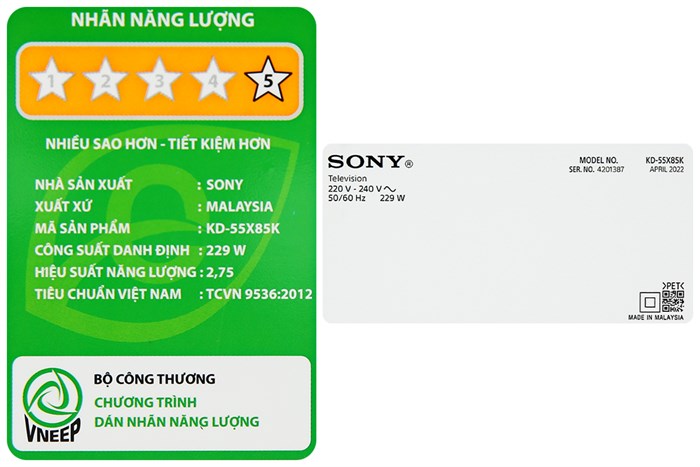 Google Tivi Sony 4K 55 inch KD-55X85K Màu Đen