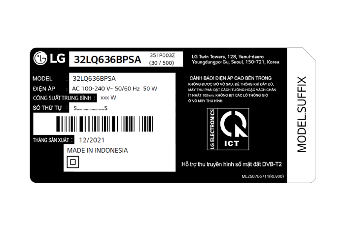 Smart Tivi LG 32 inch 32LQ636BPSA Màu Đen