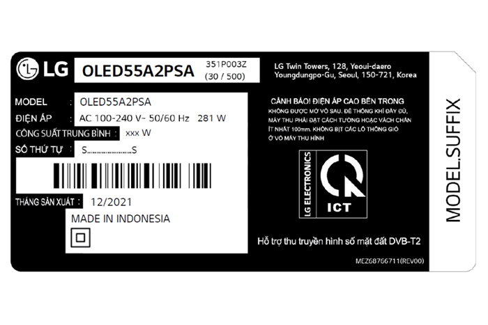 Smart Tivi OLED LG 4K 55 inch 55A2PSA Màu Đen