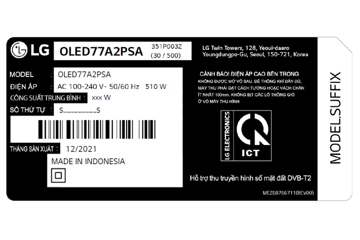 Smart Tivi OLED LG 4K 77 inch 77A2PSA Màu Đen