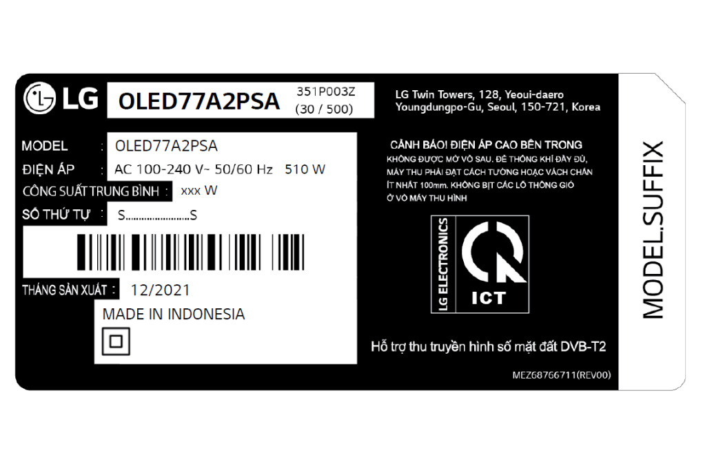 Smart Tivi OLED LG 4K 77 inch 77C2PSA Màu Đen