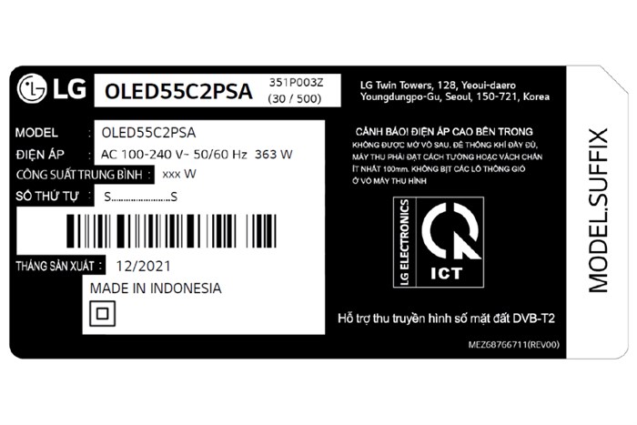 Smart Tivi OLED LG 4K 55 inch 55C2PSA Màu Đen