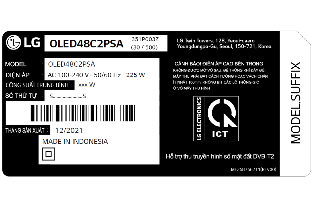 Smart Tivi OLED LG 4K 48 inch 48C2PSA Màu Đen