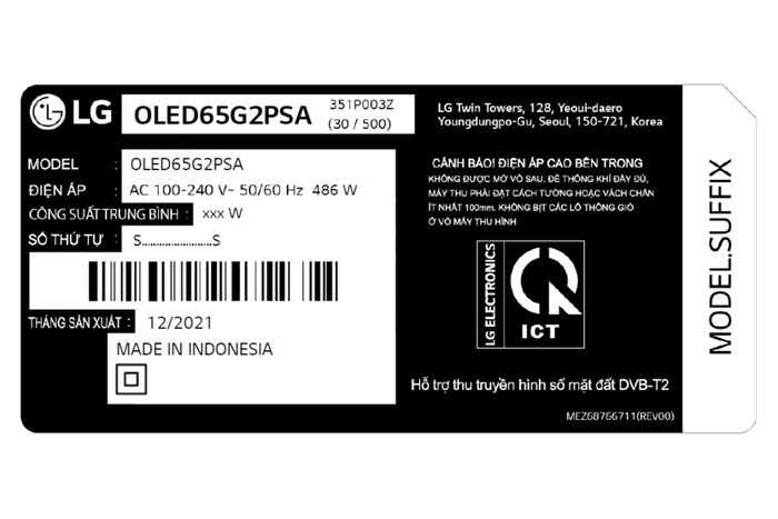 Smart Tivi OLED LG 4K 65 inch 65G2PSA Màu Đen