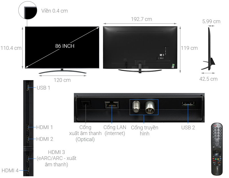 Tivi 4K LG 86inch model 2022 86UQ9100PSD giá rẻ nhất