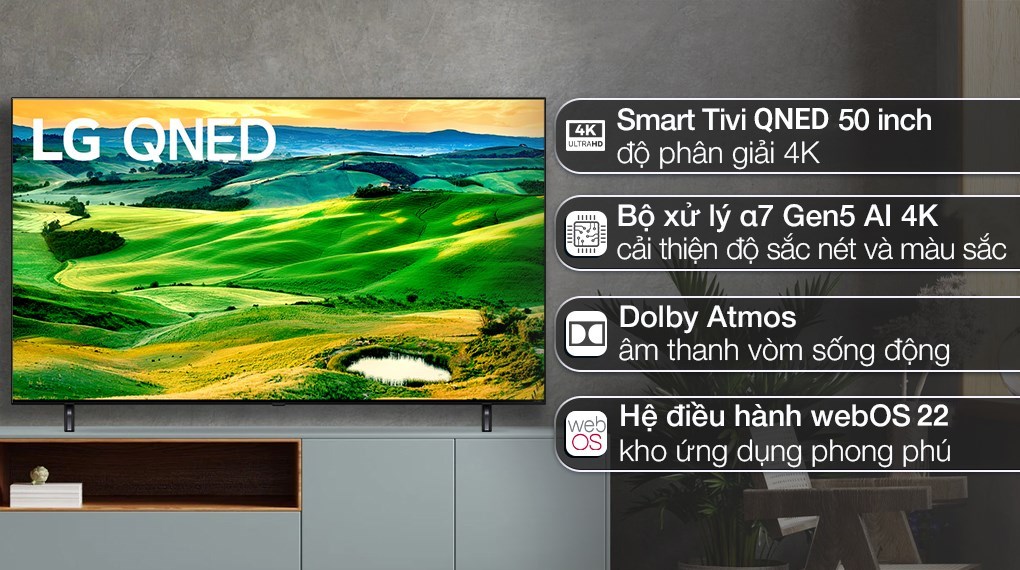 Smart Tivi LG 4K - Trải nghiệm khung hình với sắc độ và độ chân thực không tưởng với Smart Tivi LG 4K. Tận hưởng những bộ phim yêu thích, trò chơi và các chương trình giải trí khác với độ phân giải cao chưa từng thấy trước đây. Thưởng thức hình ảnh sống động với nhiều tính năng thông minh đem lại cho bạn cảm giác sống động như đang thật sự có mặt ở đó.