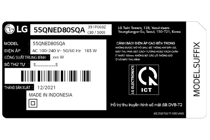 Smart Tivi QNED LG 4K 55 inch 55QNED80SQA Màu Đen