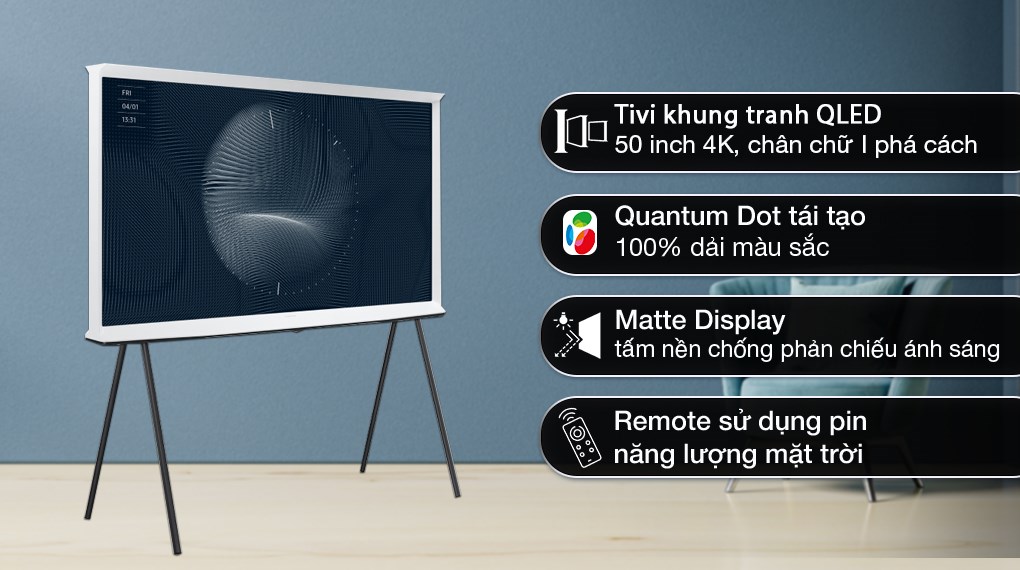Công nghệ Smart TV được tích hợp trong TV Samsung là một kết hợp hoàn hảo của chất lượng hình ảnh cao, kết nối Wi-Fi nhanh chóng, và bề mặt thời trang và đầy phong cách. Chọn Smart TV Samsung chân The Serif QLED để thoải mái đắm chìm trong trải nghiệm giải trí đậm chất cá nhân. Hãy xem hình ảnh để tìm hiểu thêm.