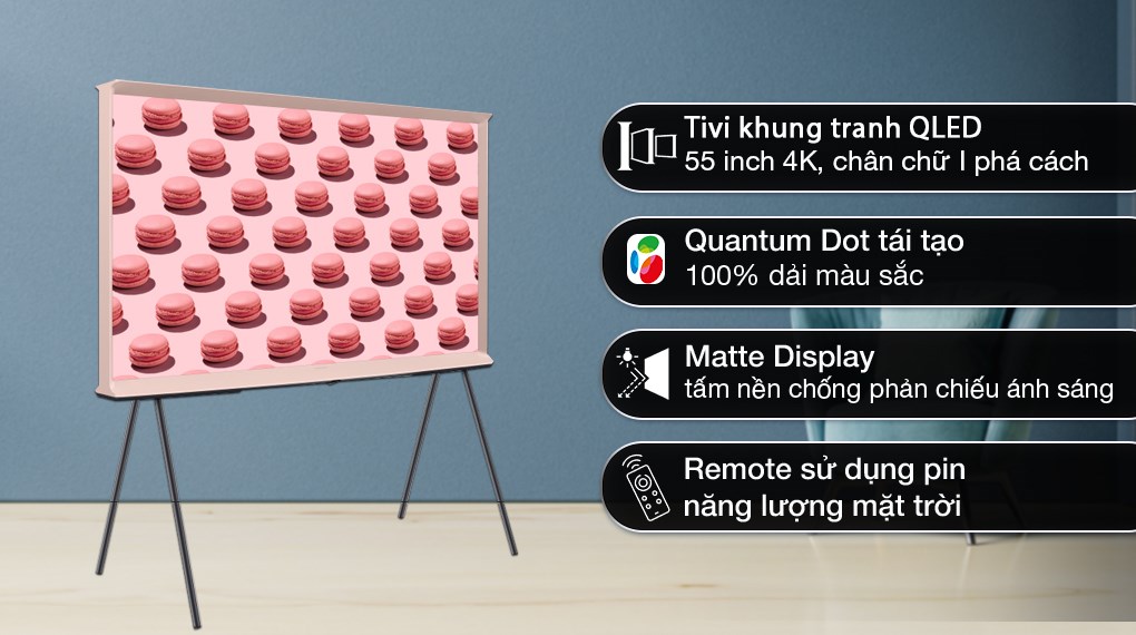 Smart Tivi Kiểu Chữ I Có Chân The Serif QLED Samsung 4K 55 inch QA55LS01BP