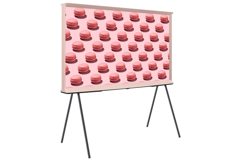 Smart Tivi Kiểu Chữ I Có Chân The Serif QLED Samsung 4K 55 inch QA55LS01BP Màu Hồng