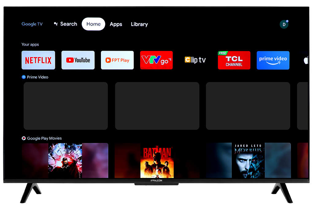 Google Tivi iFFALCON 4K 43 inch 43U62 Màu Đen