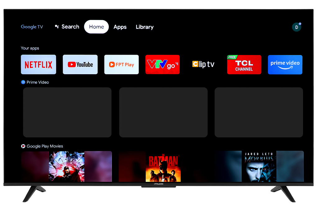 Google Tivi iFFALCON 4K 55 inch 55U62 Màu Đen