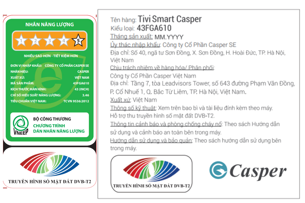 Android Tivi Casper 43 inch 43FGA610 Màu Đen