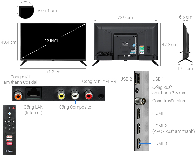 Android Tivi Casper 32 inch 32HGA510