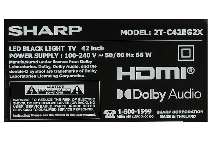 Android Tivi Sharp 42 inch 2T-C42EG2X Màu Đen