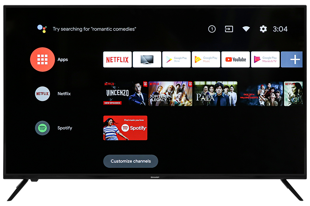 Android Tivi Sharp 4K 50 inch 4T-C50EK2X Màu Đen