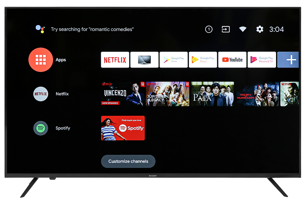 Android Tivi Sharp 4K 55 inch 4T-C55EK2X Màu Đen