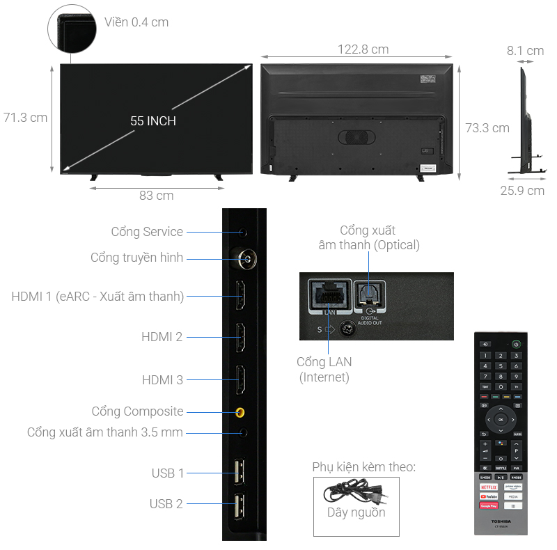 Google Tivi QLED Toshiba 4K 55 inch 55M550LP