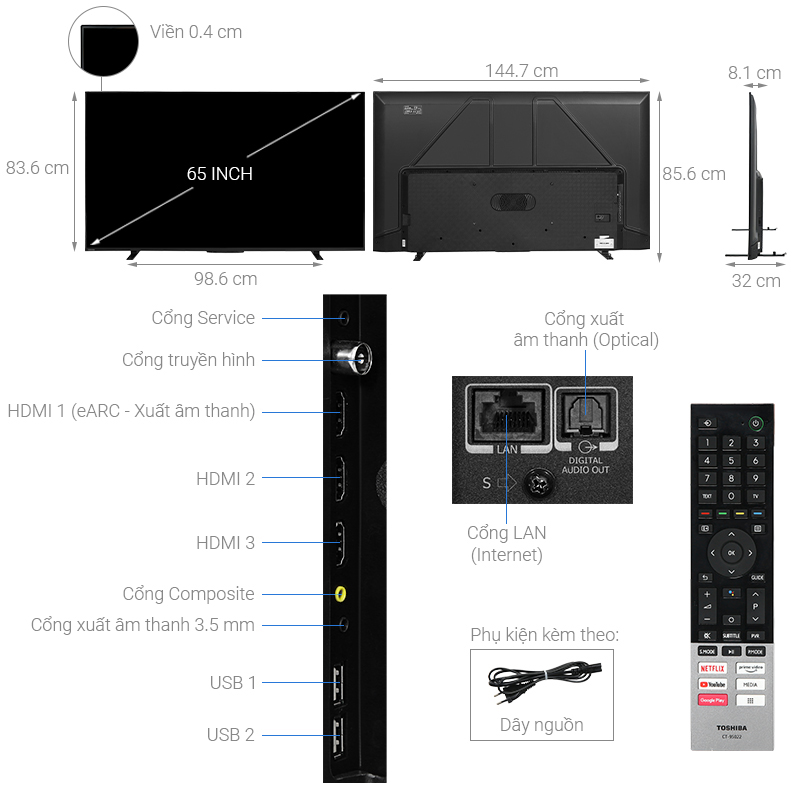 Google Tivi QLED Toshiba 4K 65 inch 65M550LP