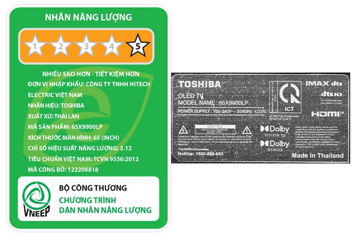 Smart Tivi OLED Toshiba AI 4K 65 inch 65X9900LP Màu Đen