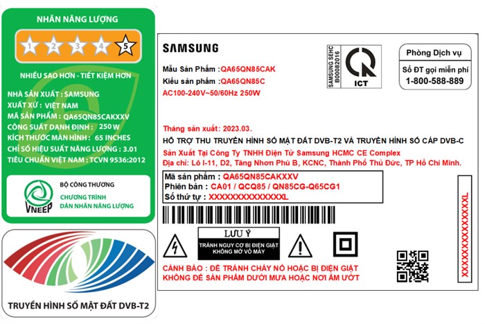 Smart Tivi Neo QLED 4K 65 inch Samsung QA65QN85C Màu Đen