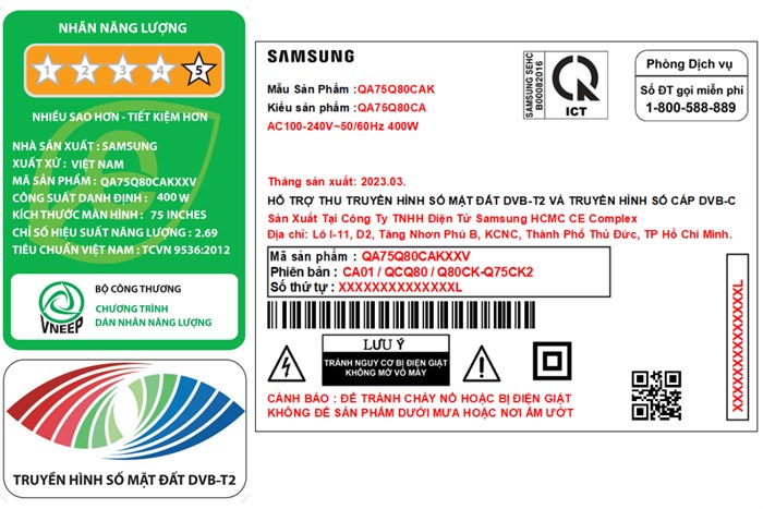 Smart Tivi QLED 4K 75 inch Samsung QA75Q80C Màu Đen