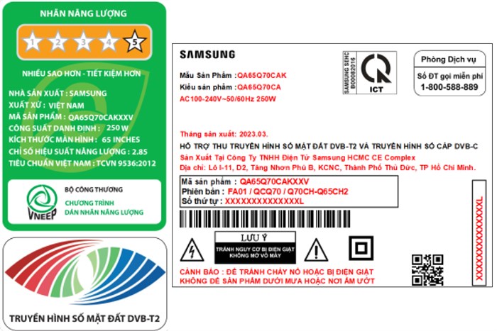 Smart Tivi QLED 4K 65 inch Samsung QA65Q70C Màu Đen