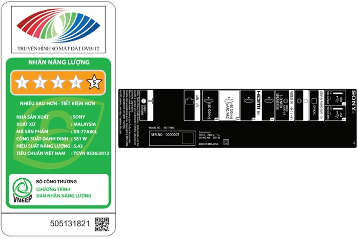 Google Tivi OLED Sony 4K 77 inch XR-77A80L Màu Đen