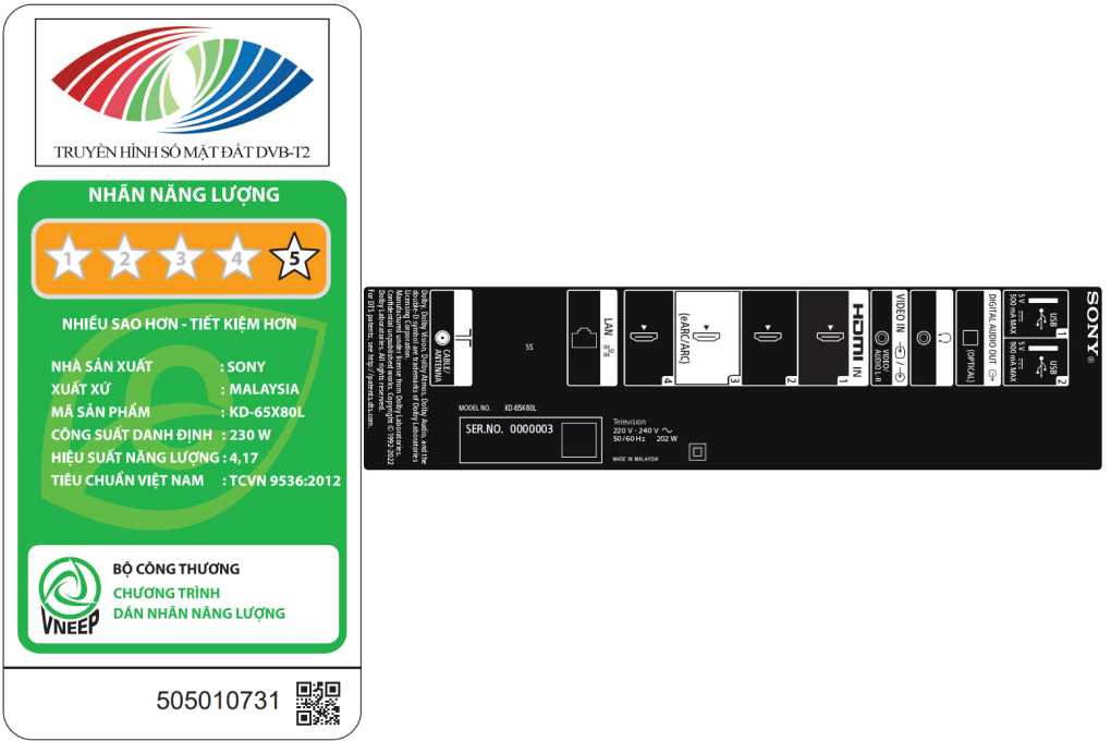 Google Tivi Sony 4K 65 inch KD-65X80L Màu Đen