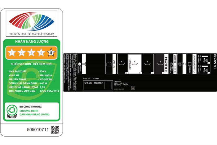 Google Tivi Sony 4K 50 inch KD-50X80L Màu Đen