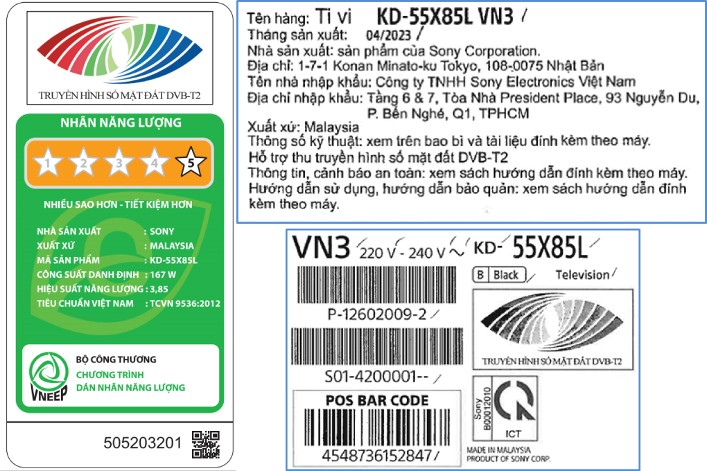 Google Tivi Sony 4K 55 inch KD-55X85L Màu Đen