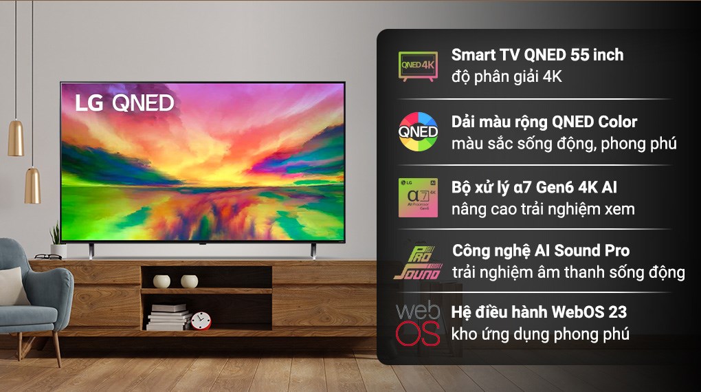 Smart Tivi QNED LG 4K 55 inch 55QNED80SRA - giá tốt, có trả góp